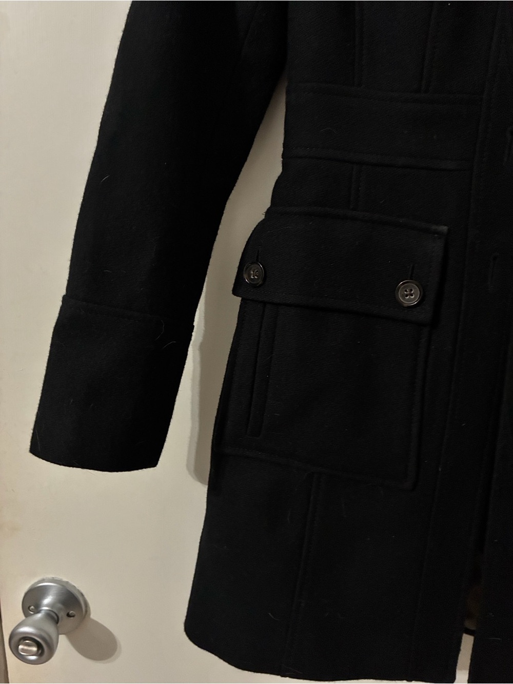 Banana Republic Black Wool Italian Fabric Military Pea Coat Petite XXS - Picture 6 of 6